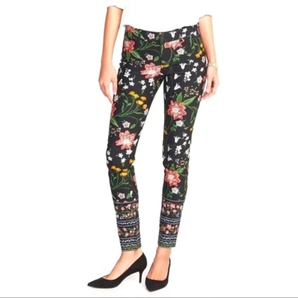 Old Navy Pixie Mid-Rise Skinny Leg Cotton Floral Jeans Size 10